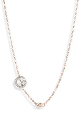 Meshmerise Bezel Diamond Initial Chain Necklace - 0.2ct. in Rose-G at Nordstrom Rack