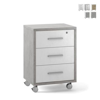 OEM C&oacute;moda Con Ruedas, 3 Cajones 51l X 41p X H71 - Acabado Cemento Y Blanco Mate - Sarmog