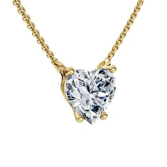 Pompeii3 1Ct Heart Shape Diamond Solitaire Diamond Pendant 14k Gold Necklace Lab Grown