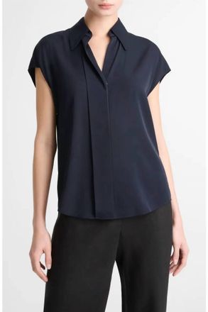 Vince Cap Sleeve Hidden Placket Blouse In 403/coastal