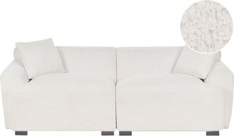 Beliani Sof&aacute; Moderno Escandinavo De Boucl&eacute; De 3 Plazas Cojines Adicionales Asiento Grueso Blanco Crema Korio