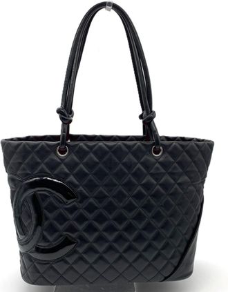 Chanel Black Pink Patent Leather Leather Shoulder Bag Tote Bag (Pre-Owned)