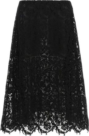 Fendi Falda midi de encaje de macram&eacute; - Skirts - Mujer - Negro - M