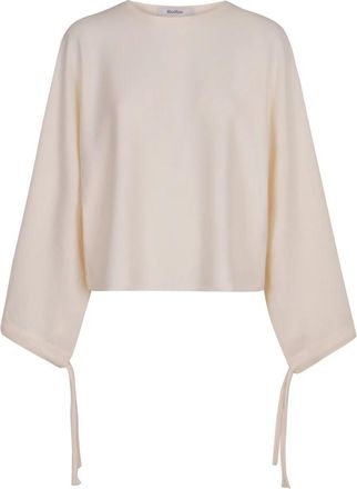 Max Mara Truien & Vesten, Dames, Wit, S, Wol, Fijngebreide Batwing Sweater