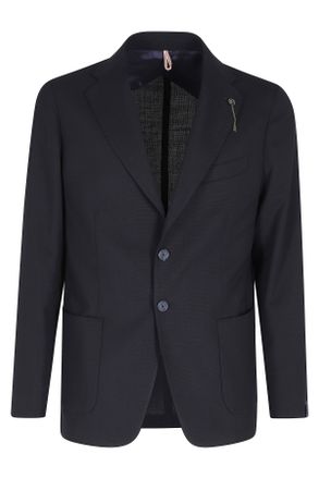 Santaniello Blue Opsak Wool-Blend Single-Breasted Blazer