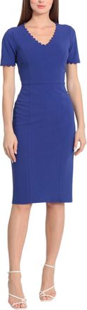 Maggy London Ric Rac Trim Short-Sleeve Dress In Clema Blue