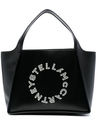 Stella McCartney Shopper met broderie anglaise - Zwart