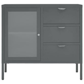 Berkfield Home Sideboard Anthracite 75x35x70 cm Steel & Tempered Glass in Dark Grey | Size: 75 x 35 x 70 cm