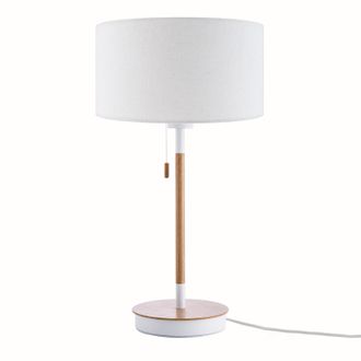 Paco Home L&aacute;mpara Mesa Mesilla Escritorio Altura 49 Cm Dise&ntilde;o Escandinavo Blanco (&oslash;28 Cm), Luminaria De Mesa Blanco/madera - Paco Home