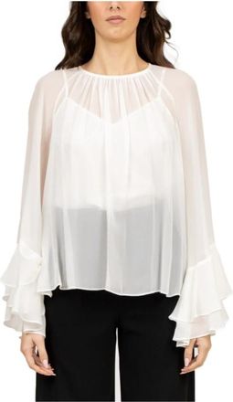 Max Mara Zijden Georgette Nude Blouse - Dames - Blouses - Wit - S - Overhemden
