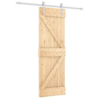 Berkfield Home Sliding Door with Hardware Set 70x210 cm Solid Wood Pine in Tan