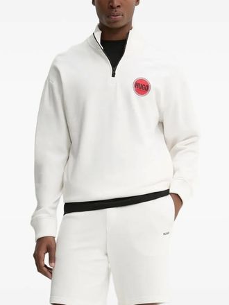 HUGO BOSS Duluro half-zip logo-print sweatshirt - White