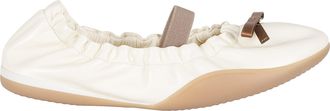 3Juin White Naomi 005 Miloki Bow Elastic-Band Leather Flats