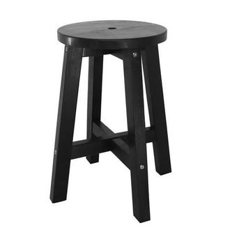 Jonathan Y Designs Grove Coastal Casual Acacia Wood Round Indoor/Outdoor Accent Stool in Black at Nordstrom