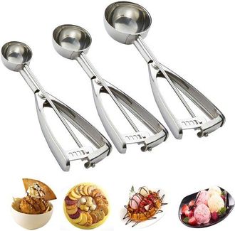 OEM Cuchara Para Helado, Cuchara Para Donuts, Acero Inoxidable, Tarjeta Para Piel, 3 Piezas, Cuchara Para Mezclar (4 Cm + 5 Cm + 6 Cm)