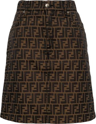 Fendi 1990-2000s zucca pattern skirt - women - Polyester/Cotton - 44 - Brown