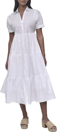 DKNY Dkny Button Front Poplin Tiered Dress