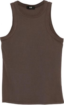 Eleh Ribbed Round-Neck Top In Brown Fabric