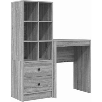 vidaXL Escritorio Con Almacenamiento Con Caj&oacute;n 2 Pcs Gris Sonoma Vidaxl