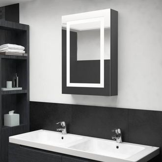 Berkfield Home LED Bathroom Mirror Cabinet Grey 50x13x70 cm | Size: 50 x 13 x 70 cm