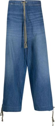 Greg Lauren Loose-fit Jeans, male, Blue, Size: L Hybrid Loose-Fit Drawstring Jeans
