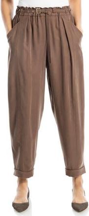 Max Studio Brushed Twill Belted Cuffed Barrel Leg Pants in Acorn at Nordstrom Rack, Size X-Small