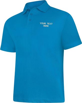 Generic Personalised Embroidered Your Text UC101 Classic Tshirt, Work Wear Any Text Uneek Classic Polo Uniform Tee Top (SapphireBlue, XXL, xx_l)