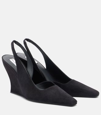 Alaia Suede wedge slingback pumps