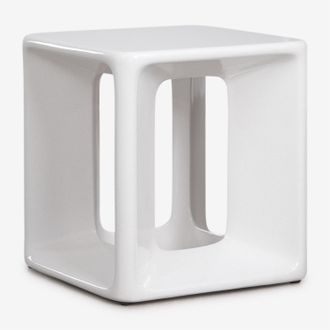 Sklum Mesa Auxiliar Para Jard&iacute;n Cuadrada 40x40 Cm En Cemento Y Fibra De Vidrio Lilou Sklum