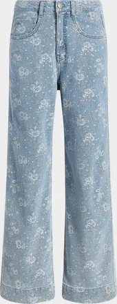 LIKELY Betsy Bouquet-Print Wide-Leg Jeans