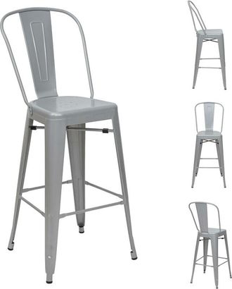Hhg Hhg - Nunca Usado] Juego De 4 Taburetes De Bar 866, Taburete De Bar Taburete De Bar Con Respaldo, Metal Dise&ntilde;o Industrial, Gris