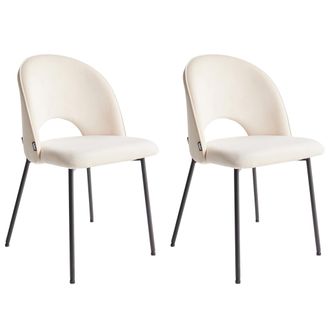 Beliani Beliani - Conjunto De 2 Sillas De Comedor De Tela Beige Claro Patas Negras Glamour Covelo