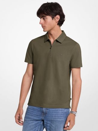 Michael Kors Cotton Blend Piqu&eacute; Zip-Up Polo Shirt