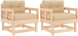 vidaXL Sillones De Jard&iacute;n Con Cojines 2 Uds Madera Maciza De Pino Vidaxl