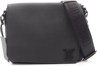 Louis Vuitton Black Leather Handbag Shoulder Bag (Pre-Owned)