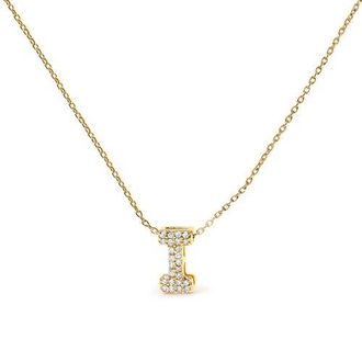 House of Brilliance 10K Gold Diamond Accent A-Z Initial Bubble Pendant Necklace in Yellow | I at Nordstrom