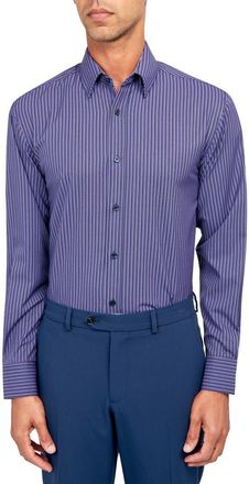 W.R.K Checkerboard Stripe Performance Dress Shirt in Purple at Nordstrom Rack, Size 15.5