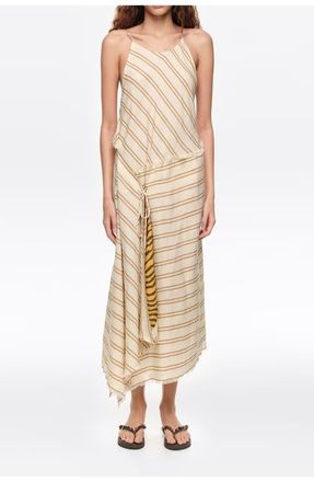 Bimba & Lola Sarong Midi Dress With Striped Print Lining in Sand at Nordstrom, Size X-Small Eu