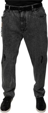 Dolce & Gabbana Acid Wash Skinny Denim Jeans - Heren - Slim Fit Jeans - Grijs - 3XL - Denim - Jeans
