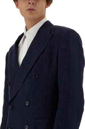 Dolce & Gabbana Double-Breasted Linen Jacket - Blue