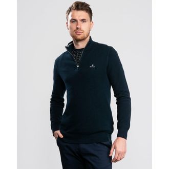 GANT Mens Cotton Pique Half Zip Sweatshirt in Navy - Blue - Size 3XL