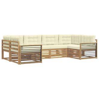 vidaXL Conjunto De Sof&aacute;s De Exterior Con Coj&iacute;n 6 Pcs Blanco Y Crema Vidaxl