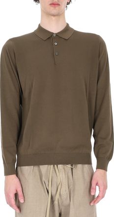 Drumohr Military Green Long-Sleeve Polo Shirt