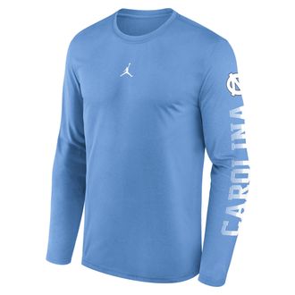 Nike Jordan Mens North Carolina Primetime Legend Jordan Brand Dri-FIT College Long-Sleeve T-Shirt in Blue | NJGT4EYNCN-EKV