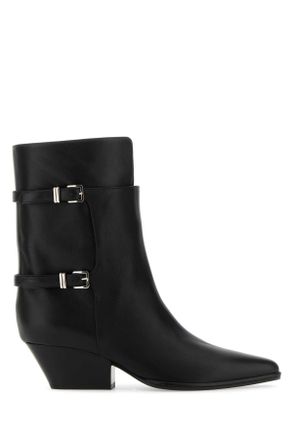 Sergio Rossi Black Leather Thalestris Ankle Boots