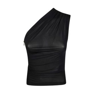Elisabetta Franchi Sleeveless Tops, female, Black, Size: L Top in Jersey Fabric