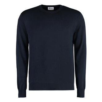 THE (ALPHABET) Round-neck Knitwear, male, Blue, Size: XL Knit Sweater