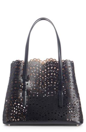Alaia Mina 25 Perforated Leather Tote in 999 Noir at Nordstrom