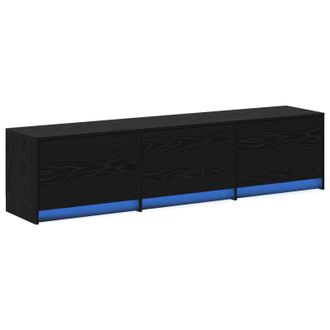 vidaXL Mueble De Tv Roble Negro 165 X 34 X 40 Cm Madera De Ingenier&iacute;a Vidaxl
