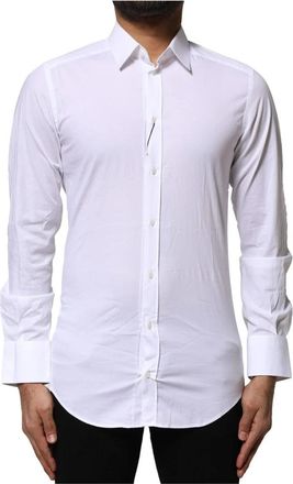 Dolce & Gabbana Dress Gold Shirt - Heren - Zakelijke Overhemden - Wit - XS - Katoen - Overhemden
